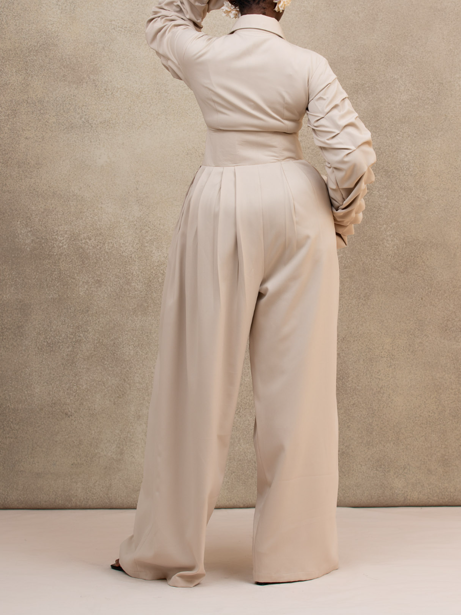 Ruffle-Sleeve Zip Jumpsuit